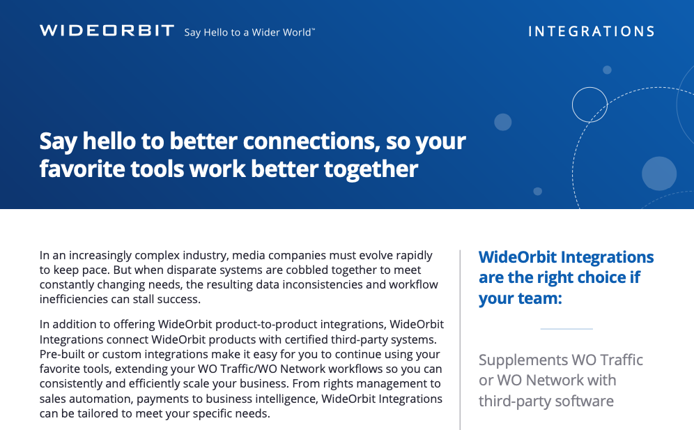 WideOrbit Integrations Product Overview