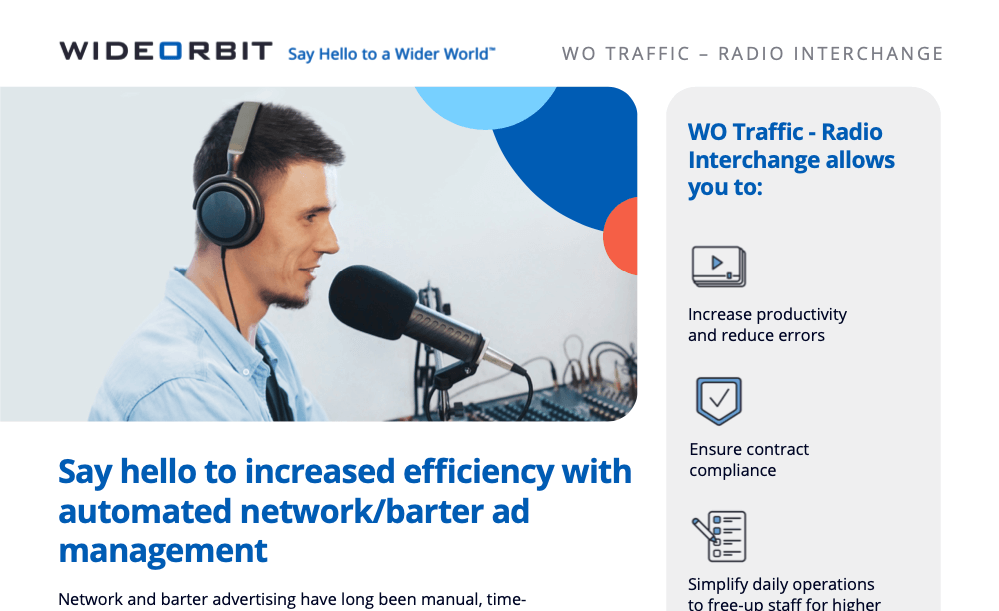 WO Traffic - Radio Interchange Product Overview Sheet