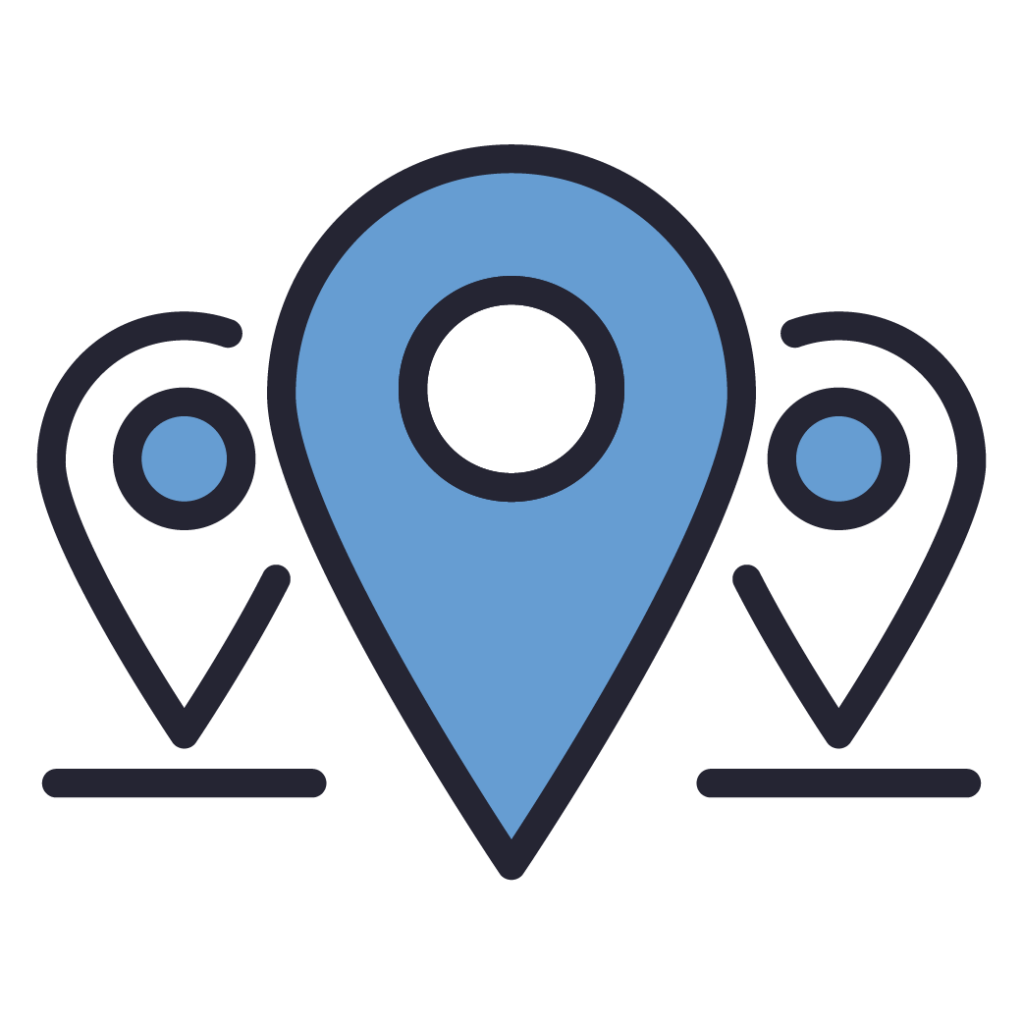 three location pins