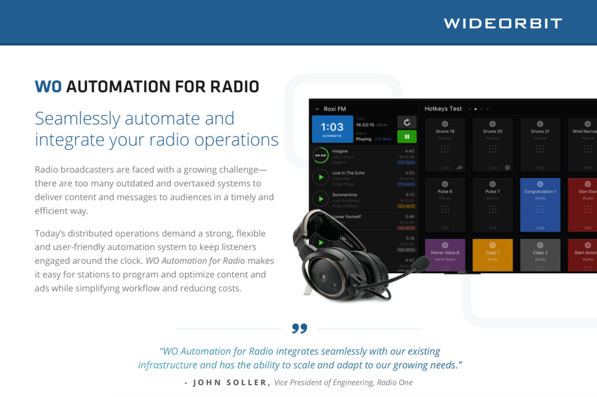 WideOrbit Automation for Radio Management Software WideOrbit Inc.